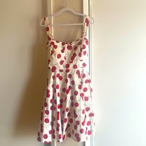 Cherry print retro sleeveless dress with pockets